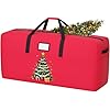 FUHSY Red Christmas Tree Storage Bag Fits Up to 7.5 ft Trees Large Christmas Tree Bag Heavy Duty 600D Oxford Fabric Christmas Tree Storage Box with Reinforced Handles Zipper Storage Container