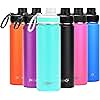 DRINCO Stainless Steel Water Bottle Spout Lid Vacuum Insulated Double Wall Water Bottle Wide Mouth (40oz 32oz 22oz 18oz 14oz) Leak Proof Keep Cold Sport Camping Hiking (22 oz, 22oz Teal)