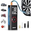 ZGZUXO Tire Inflator Portable Air Compressor, Rechargeable Air Pump for Car Tires, 150PSI Portable Tire Inflator for Car, Cordless Bike Tire Pump with Pressure Gauge, LCD Dual Screen, Motorcycle Pump