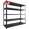 Howzone 48.2" W Garage Shelving 3000LBS Storage Shelves Heavy Duty Garage Storage Shelves Adjustable 5 Tier Metal Shelves for Storage Industrial Heavy Duty Shelving Utility Shelf 24.2"Dx48.2"Wx 72.2"H