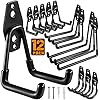 HUPBIPY 12 Pack Garage Hooks Heavy Duty,Utility Steel Garage Storage Hooks,Wall Mount Garage Hanger&Organizer for Organizing Power Tools,Ladders,Bulk Items,Bikes,Ropes and More Equipment