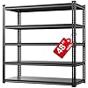 Lauxery 48" Wide Storage Shelf, 5 Tier 3000 Lbs Garage Shelving Heavy Duty Storage Racks, Large Adjustable Garage Storage Shelves, Boltless Industrial Shelving Easy to Assemble, 48" W*24" D*72" H