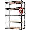 REIBII 2020LBS Storage Shelves 5 Tier Garage Shelving Heavy Duty 72" H x 35.55" W x 16" D Adjustable Metal Shelving Unit for Garage Shelves Utility Rack Shelf for Basement Pantry Closet Shelves,Black