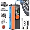 Tire Inflator Portable Air Compressor, 150PSI Cordless Air Pump for Car Tires, Battery & 12V DC Dual Power Electric Bike Tire Pump with pressure gauge, LED Light for Car Motorcycle Bicycle Ball