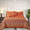 BEDIFANY Cotton Quilts Queen Size Set - Lightweight Bedspreads Queen Size - Soft Colorful Orange Quilted Quilt Bedding Sets (90 * 98 Inch) with 2 Pillow Shams for Bed Decoration Coverlet, 3 Pieces