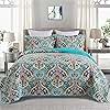 BEDIFANY Cotton Queen Quilt Set - Lightweight Queen Size Quilts Bedding Set for a Comfortable Sleep - Reversible Bedspread Coverlet (90 * 98 in) with Boho Pattern, 3 Pieces