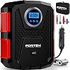 FORTEM Tire Inflator Portable Air Compressor 150 PSI, 12V Electric Bike Pump for Car Tires and Bicycles w/LED Light, Digital Tire Pressure Gauge w/Auto Pump/Shut Off, Carrying Case (Red)