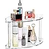 Sezanrpt 2 Tier Acrylic Corner Shelf Organizer Storage 9.5x9.5x8 Inch, Transparent Countertop Corner Shelf for Bathroom, Kitchen, Bedroom, Office, Study Room