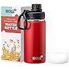 Mollcity Small Water Bottle for kids-12 oz Stainless Steel Vacuum Insulated Wide Mouth Water Bottle with Spout Lid (Canyon Red)