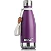 Mollcity Kids Water Bottle for School-12 oz Stainless Steel Double Wall Vacuum Insulated Sports Water Bottle Reusable Metal Leak Proof Cola Shape Flask for Girls(Dark Purple)