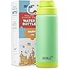 Mollcity 18 oz Metal Water Bottle-Stainless Steel Double Wall Vacuum Insulated Sports Water Bottle for School, Leak Proof Flask with Silicone Base for Travel (Opal Green)