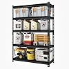 Rufokisa 48" W Garage Shelving Heavy Duty，2500LBS Loads Adjustable Garage Storage Shelves, 5-Tier Metal Shelving Units and Storage Racks Heavy Duty, 48”W x 18”D x 78”H，Black…