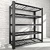 Heavy Duty Garage Shelving Unit with Wire Grid Shelves, 76.6" H x 60" W x 24" D, 5-Tier Adjustable Metal Shelving, Industrial Garage Storage Shelf for Heavy Duty Shelving, Storage Room, Basement-1Pack