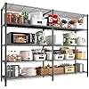 REIBII 5 Tier Storage Shelves 1400LBS Wire Shelving Unit Metal Shelving for Storage Rack Shelves for Storage Heavy Duty Garage Shelf Pantry Shelves Kitchen Shelving, Black