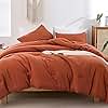 ROSGONIA Queen Comforter Set Burnt Orange, 3pcs (1 Boho Terracotta Comforter & 2 Pillowcases), Lightweight Fall Bedding Rust Blanket All Season Quilt