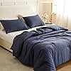 ROSGONIA Navy Blue Comforter Set Queen, 3pcs (1 Boho Blue Comforter & 2 Pillowcases) All Season Soft Bedding Lightweight Bedspread Blanket Quilt