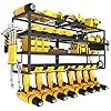 Mefirt Power Tool Organizer - 8 Drill Holder Wall Mount, 4 Layer Heavy Duty Metal Power Tool Rack, Garage Tool Organizer with Cordless Drill holder/Screwdriver Holder/Plier Holder/Hammer Holder