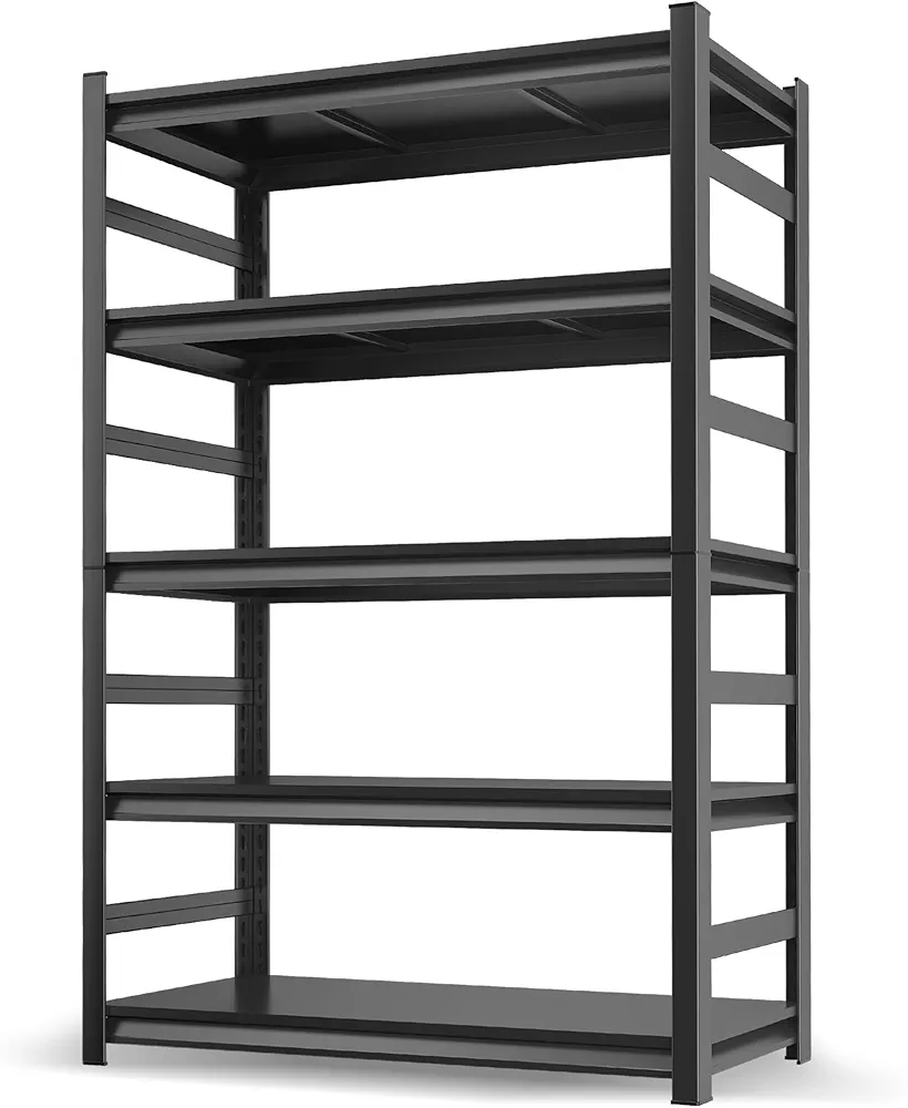 78" H Garage Shelving,3000LBS Heavy Duty Metal Shelving Unit,Adjustable 5 Tier Garage Storage Shelves for Garage Warehouse Basement Industrial Utility Racks,Black