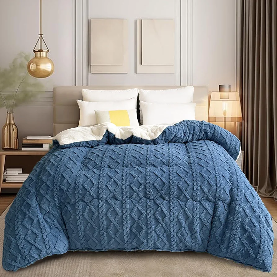 Thickened Super Soft Insulation Hibiscus Winter Quilt, Hibiscus Winter Quilt,Warm Quilt for Winter,Breathable Warmth Fluffy Plush Double Sided Velvet Blanket (59.05 * 78.74in (3KG),Blue)