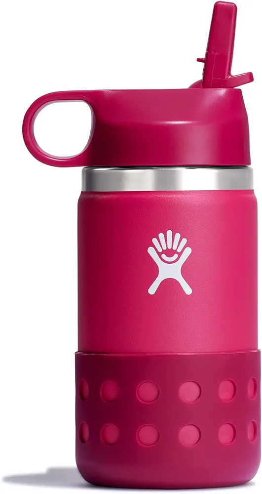 HYDRO FLASK Kids Water Bottle Jr. Stainless Steel Insulated With Straw Cap for Water, Milk, Juice, School, Camp, Sport, Play and Lunch, Easy to Clean, Leak-Resistant