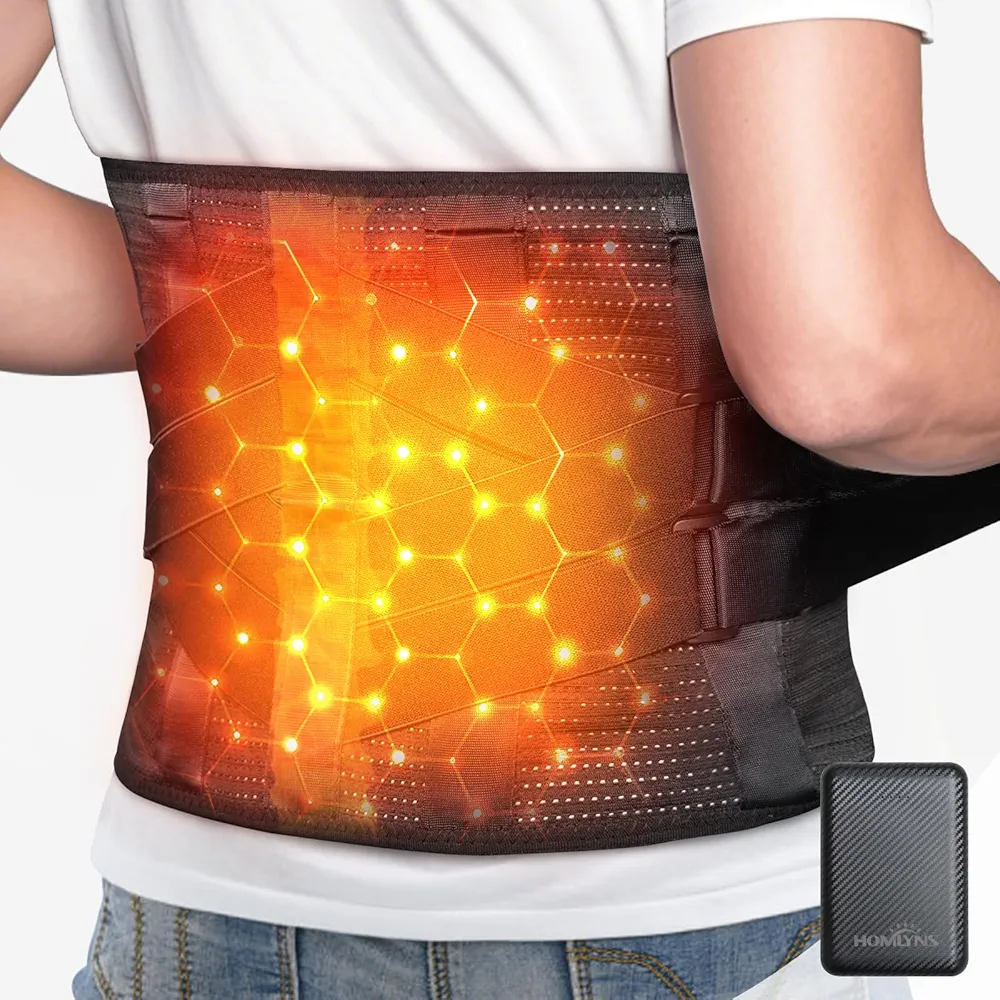 HOMLYNS RelaxRite Graphene Cordless Heating Pad for Back Pain Relief, Portable Heating Pad for Lower Back Pain Relief, Battery Operated Heating Pads for Cramps with 3 Heating Levels, Auto-Off 56"