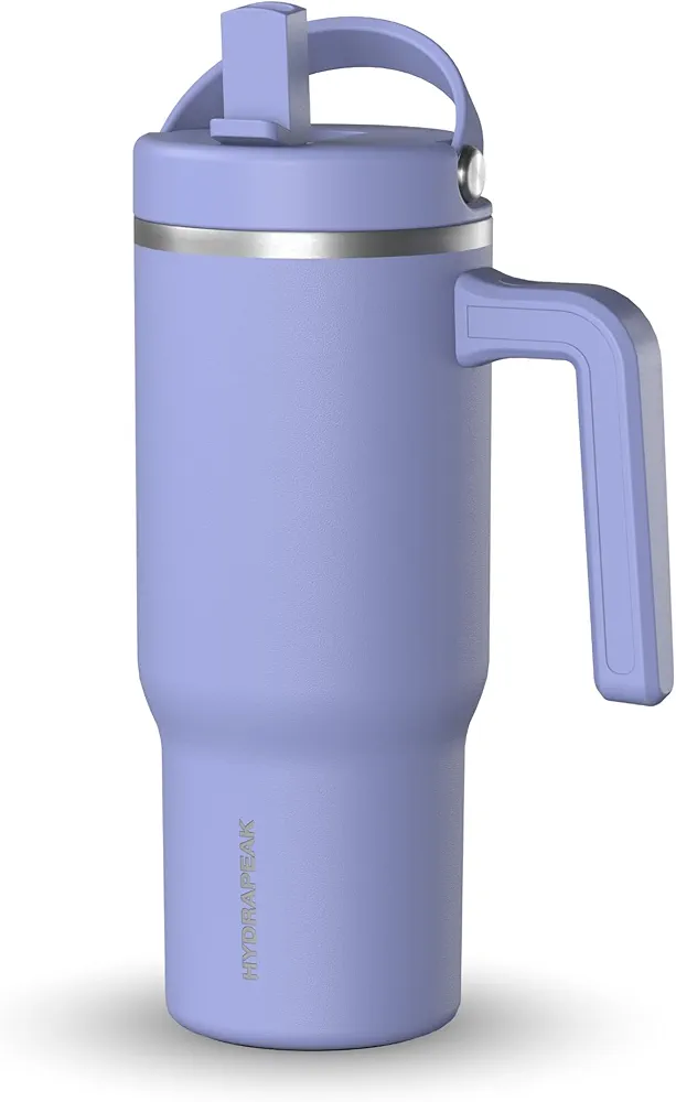 Hydrapeak Kids Voyager 18 oz Tumbler with Handle and Flip-Up Straw Lid | Spill Proof and Leak Resistant | Reusable Stainless Steel Water Bottle | Gift for Kids Boys Girls | Periwinkle