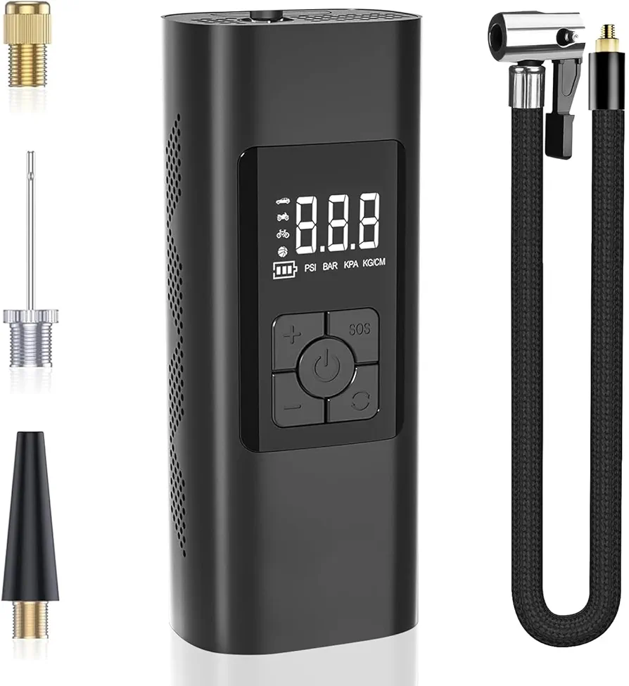 Tire Inflator Portable Air Compressor - Air Pump for Car Tires with Tire Pressure Gauge (120 PSI) - Portable Tire Inflator for Car, Tire Pump for Motorcycle, Bicycle and More