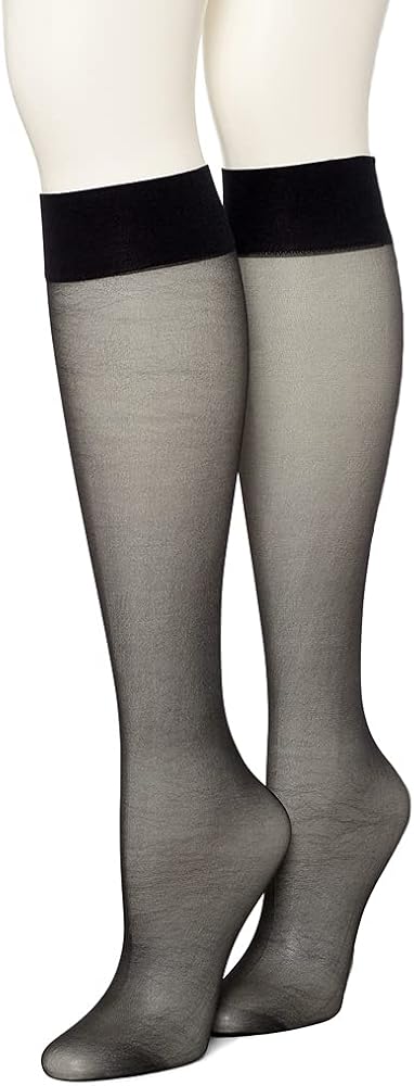 HUE Women's Sheer Knee Hi Socks 2 Pair Pack