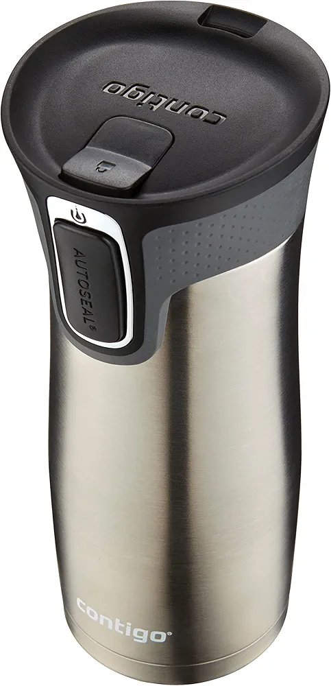 Contigo West Loop Stainless Steel Travel Mug with AUTOSEAL Lid, 16oz., Stainless Steel/Black