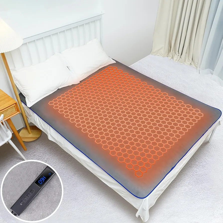 Graphene Heated Mattress Pad Queen Size | Bed Heating Pad Electric Bed Warmer | 3s Rapid Heating 0.2cm Ultrathin Blanket 60"×80"