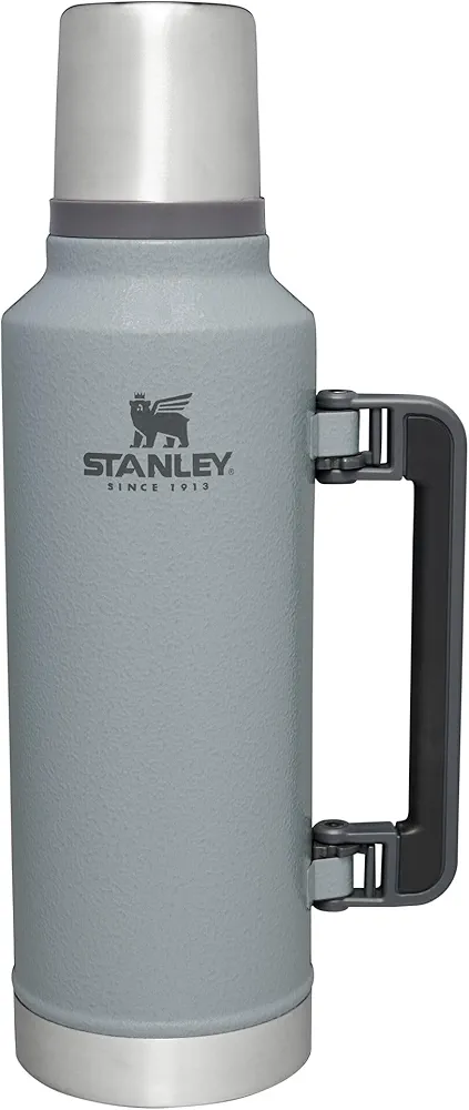 Stanley Classic Vacuum Insulated Wide Mouth Bottle - Hammertone Silver - BPA-Free 18/8 Stainless Steel Thermos for Cold & Hot Beverages - 2 QT