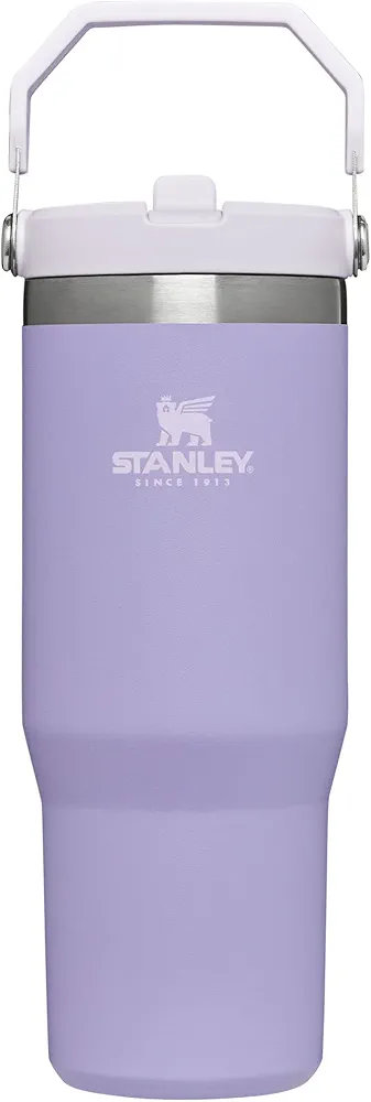 STANLEY IceFlow Stainless Steel Tumbler with Straw, Vacuum Insulated Water Bottle for Home, Office or Car, Reusable Cup with Straw Leak Resistant Flip, Lavender, 30OZ