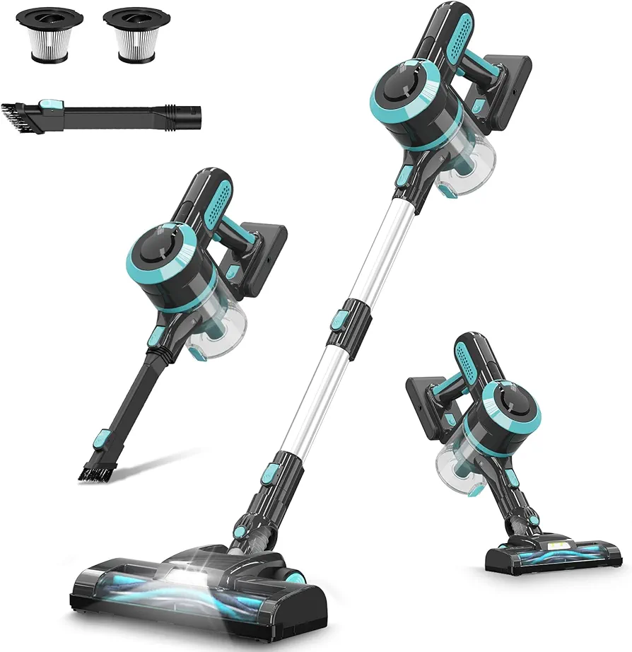 JYH Cordless Vacuum Cleaner, 25Kpa/210W Stick Cordless Vacuum with 120000 RPM High-Speed Brushless Motor, Up to 45 Mins Runtime, 4 in 1 Lightweight Upright Vacuum for Pet Hair