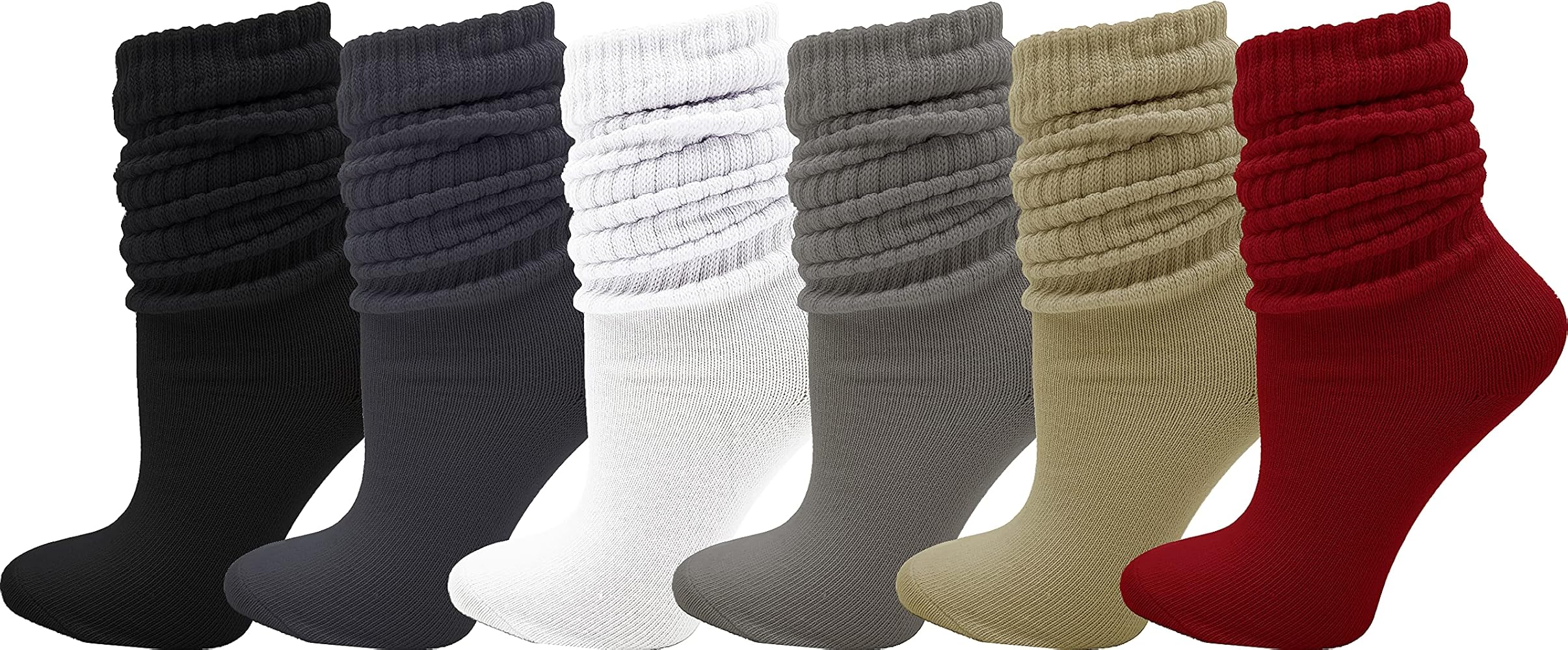 Winterlace 6 Pairs Slouch Socks for Women, Soft Extra Long Scrunch Knee High Sock, Bulk Pack