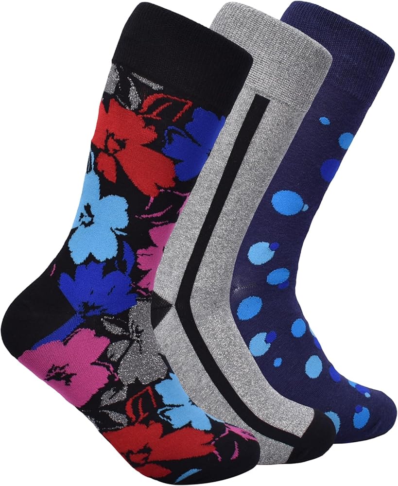 kate spade new york Women's 3-Pack Painterly Floral Crew Socks, Soft & Comfortable