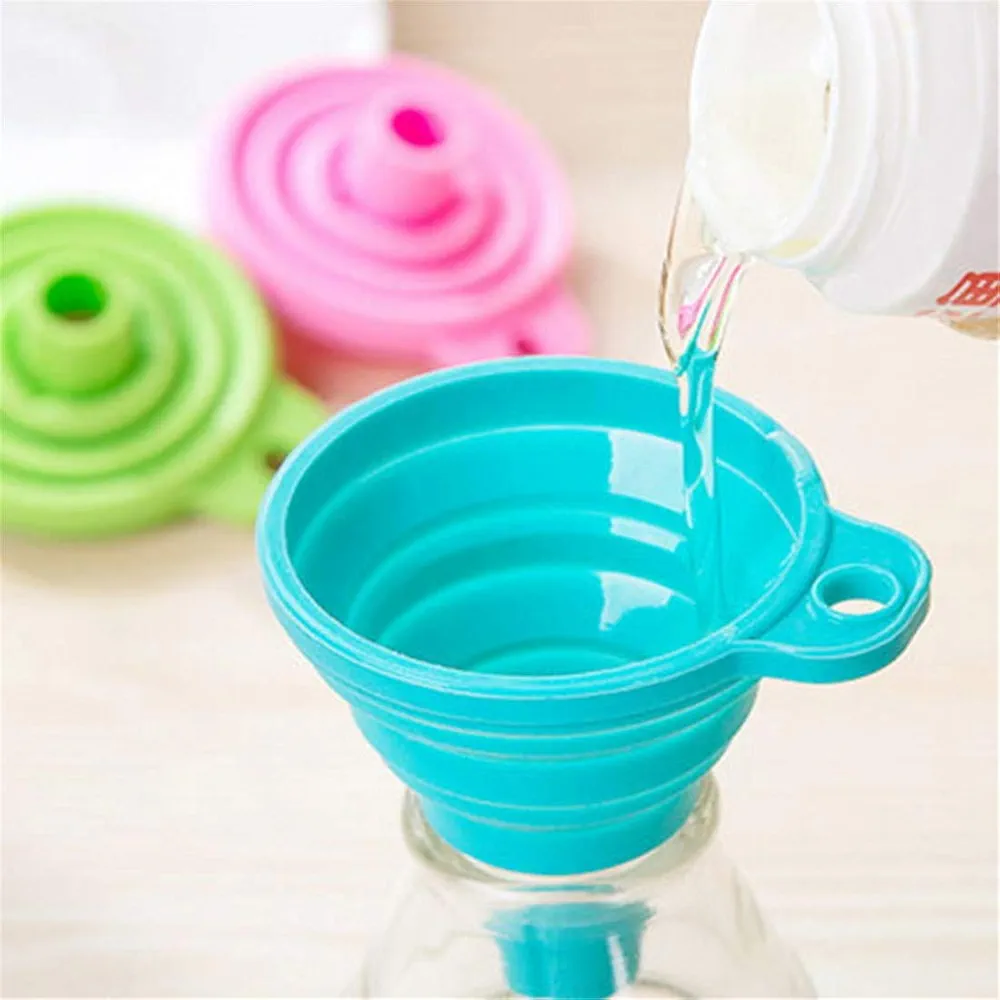 Mini Foldable Funnel Silicone kitchen utensils Collapsible Funnel Folding Portable Funnels Be Hung Household Liquid Dispensing Kitchen Tools