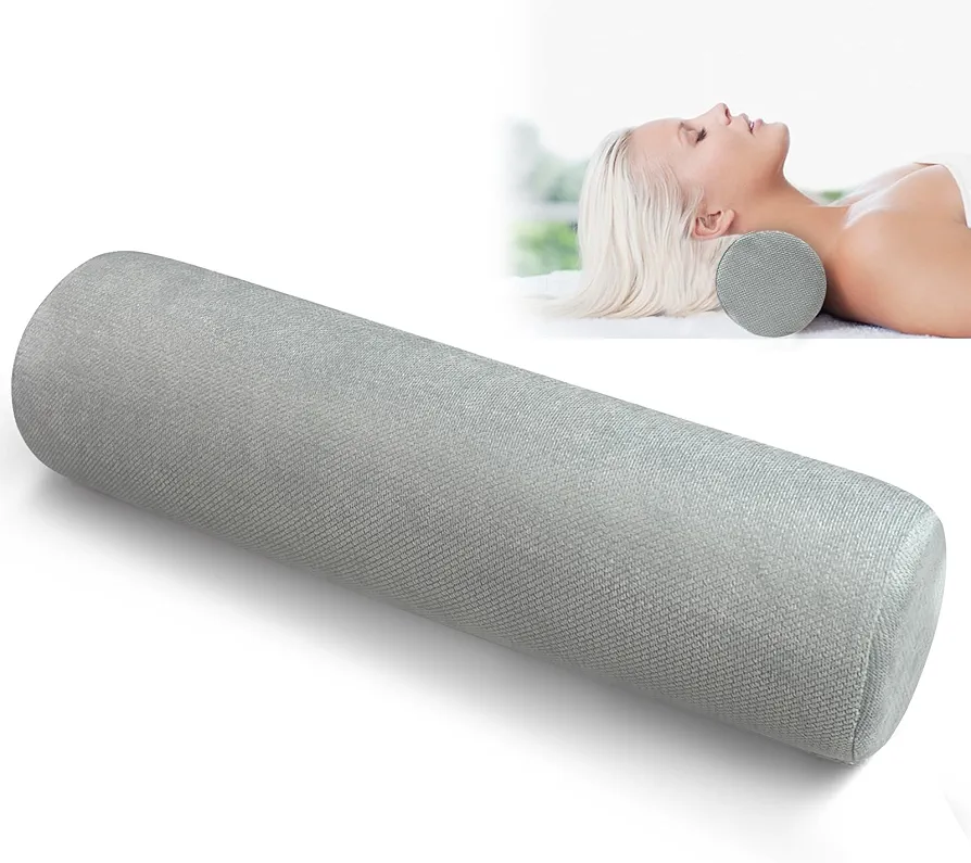 Cervical Neck Roll Foam Pillow, Bolster Pillow, Round Neck Pillows Support for Sleeping, Bolster Pillow for Bed, Legs, Back and Yoga, Ideal for Spine and Neck Support (4" x 17")