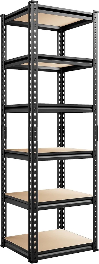 REIBII Storage Shelves, 6 Tier Garage Storage Shelving Units Loads 2250LBS, 72’’H Adjustable Heavy Duty Metal Shelves for Storage Rack for Warehouse Pantry Kitchen Closet,16’’W X16’’D X72’’H