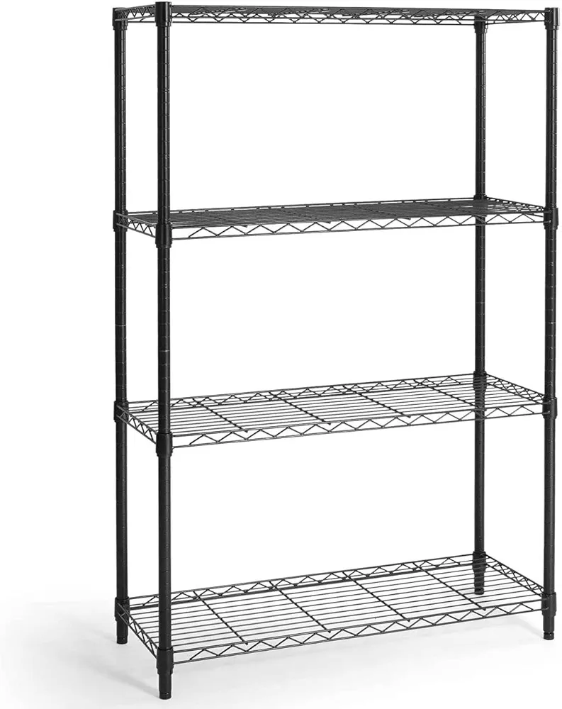 CAPHAUS 4-Tier Adjustable Height Wire Shelving Unit, Wire Rack Shelving, Metal Steel Storage Shelves, Garage Shelving Storage Organizer, Utility Storage Shelf, Without Wheels, Black