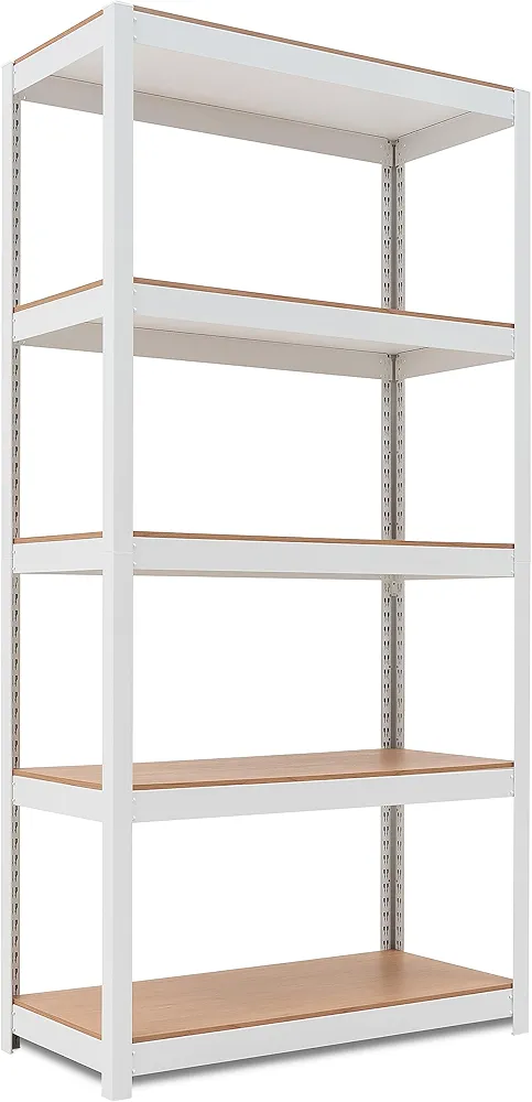 HOMEDANT House 5-Tier Laminated Boltless Metal Shelving Unit Adjustable Storage Utility Rack Heavy Duty Shelves Organization Multipurpose Shelf Kitchen Garage Pantry Closet 1Pack