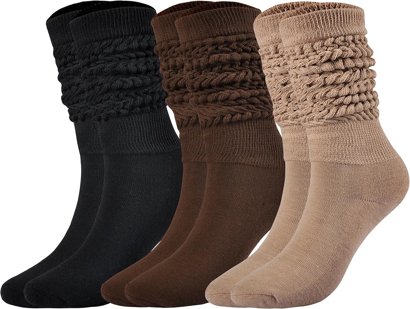 JORMATT Women Slouch Socks Thick Boot Socks Soft Extra Long Knee High Scrunch Socks Size 5-10