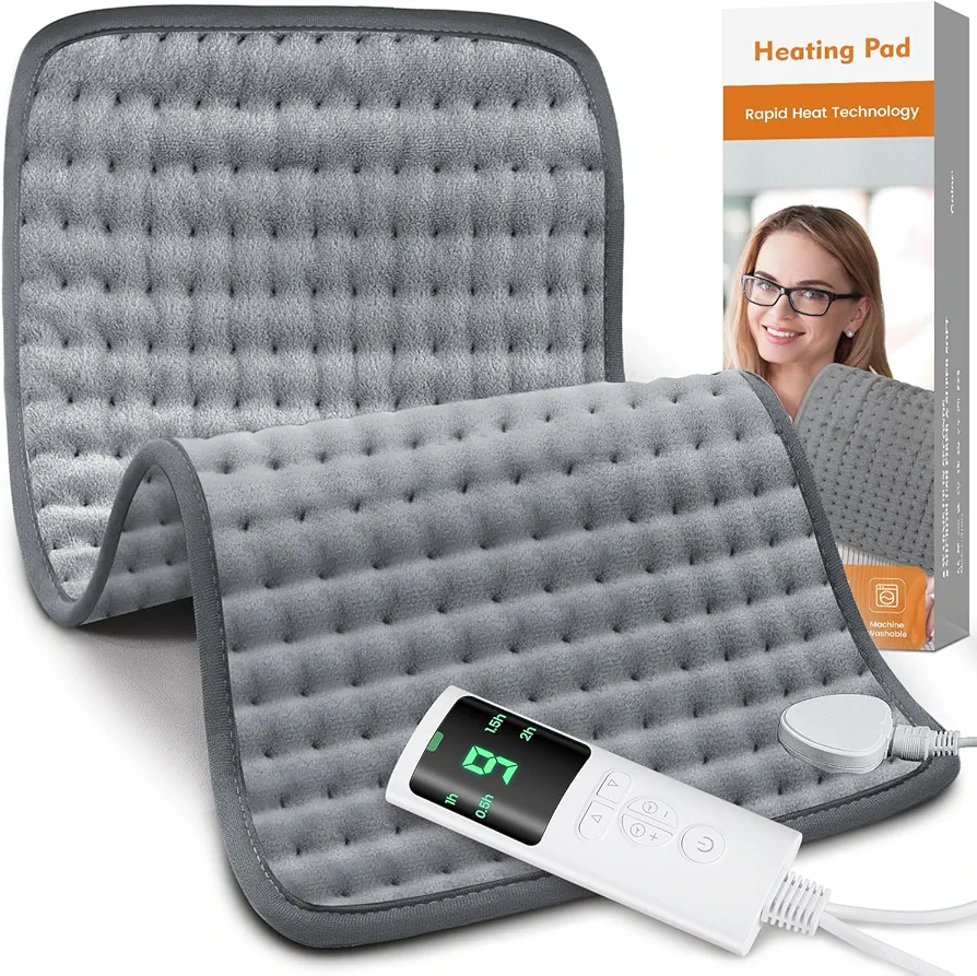 Heating Pad for Back Pain Relief, Heating Pad for Period Cramps with 9 Heat Settings & 4 Timers Auto-off, Machine Washable, Dry & Moist Heat, Soft Electric Heating Pad for Sore Muscles,Gift, 12''×24''