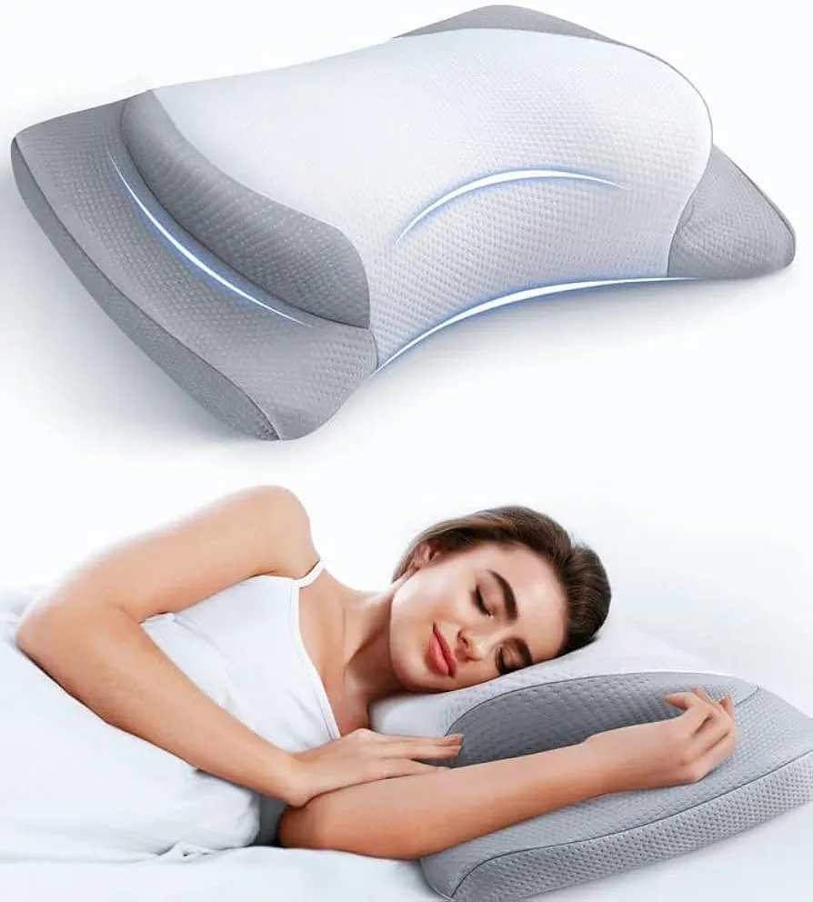 Elevate Sleeping Cervical Neck Pillow for Pain Relief, Healthy Spine Restore Memory Foam Pillows Fit Shoulder Perfectly, Adjustable Ergonomic Pillow, Bed Pillow for Side Back Stomach Sleeper