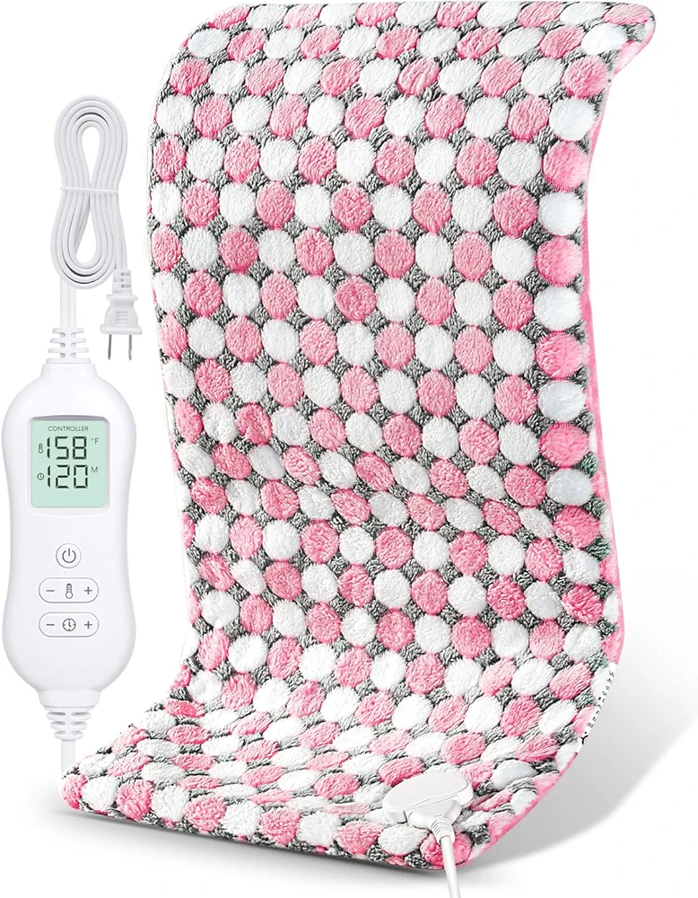 NOWWISH Pink Heating Pad for Back Pain & Cramps Relief, Moist Heat Electric Heating Pads with Auto Shut-Off, Gifts for Women, 12"x24"