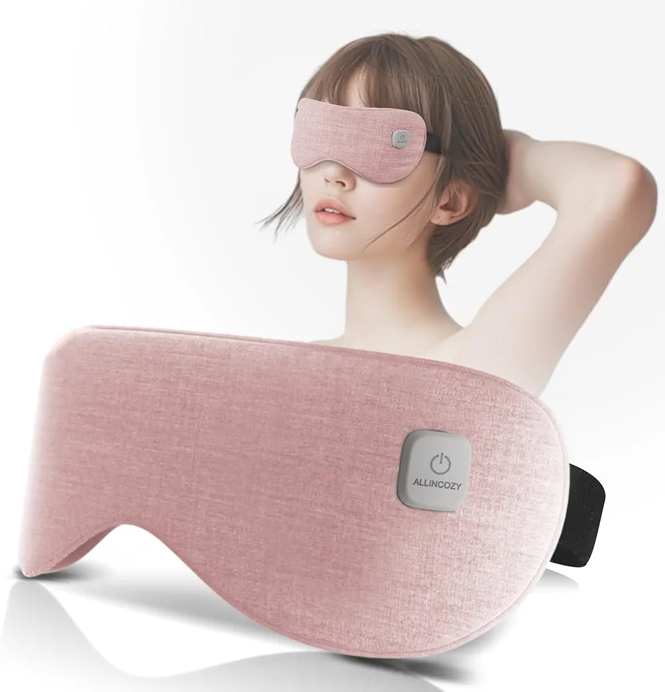 Graphene Heated Eye Mask - Cordless Warm Eye Compress for Dry Eyes with Temperature Control - Washable Eye Heating Pad for Sleep, Travel, Dark Circles, MGD, Blepharitis, Puffy Eyes