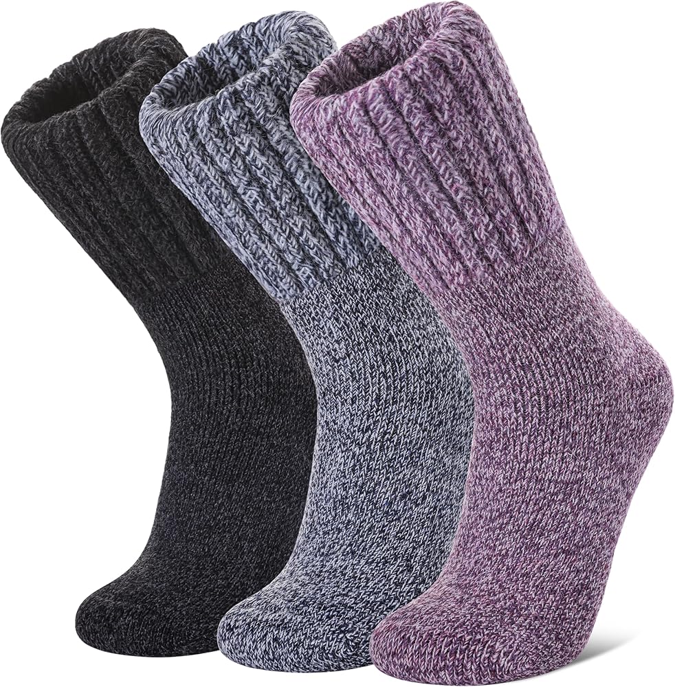 SDBING Boot Socks for Women Winter Warm Soft Cozy Thick Thermal Hiking Crew Socks Gift 3 Pairs