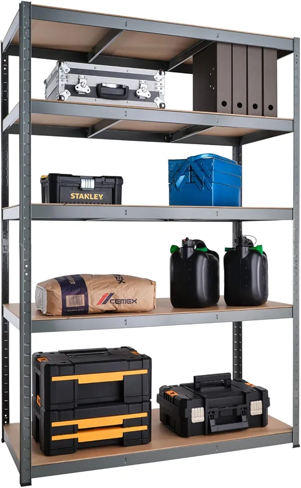 G-Rack Garage Shelving Unit: 180cm x 120cm x 45cm | Single Bay, Galvanised Steel 5 Tier Unit | 175kg Load Weight Per Tier (875kg Per Rack) | for Your Garage & Elsewhere! | Shelf Unit | Van Racking