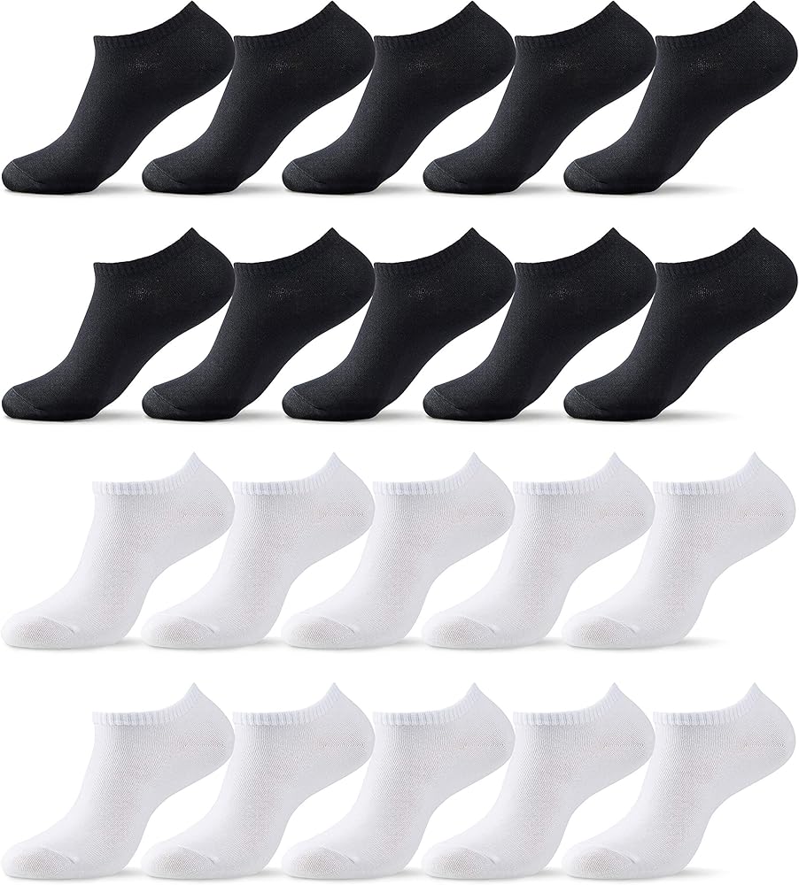 MONFOOT Women's and Men's 10-20 Pairs Thin Cotton Low Cut Ankle Socks, multipack