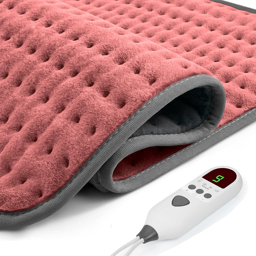 Heating Pad for Back Pain & Period Cramps Relief, 12'‘×24’ Electric Heating Pad, 9 Heat Settings for Knee, Neck & Shoulder, Soft Machine Wash Fabric, Auto Shut Off, Gifts for Women, Mom, Dad, Red