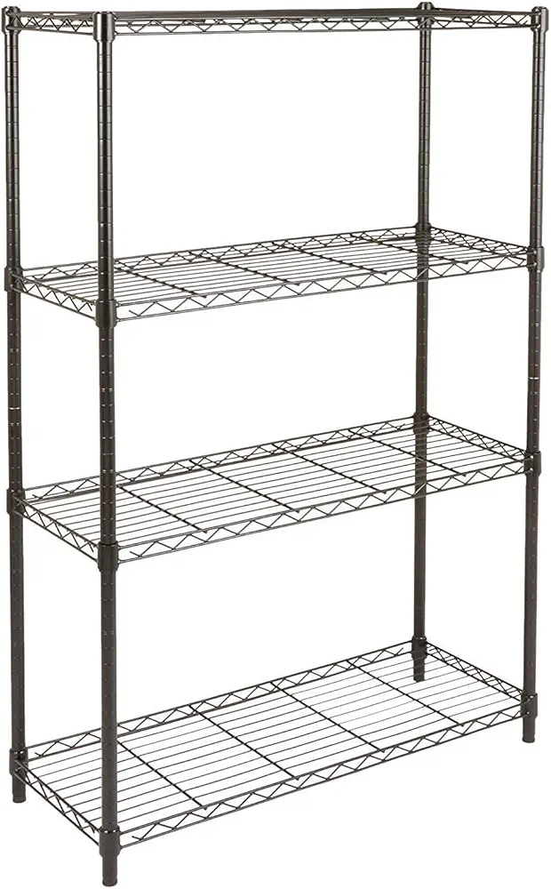 Amazon Basics 4-Shelf Adjustable Heavy Duty Steel Wire Rack Storage Shelving Organizer for Kitchen, Garage, 36" L x 14" W x 54" H, Black